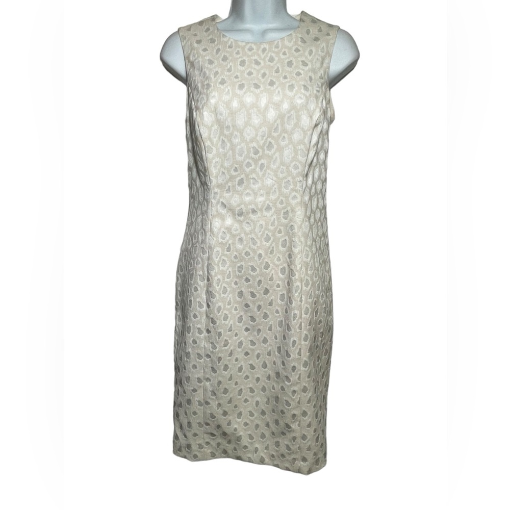 Calvin Klein dress size 4 cream ivory animal print sheath dress BEAUTIFUL 🩷🩷🩷